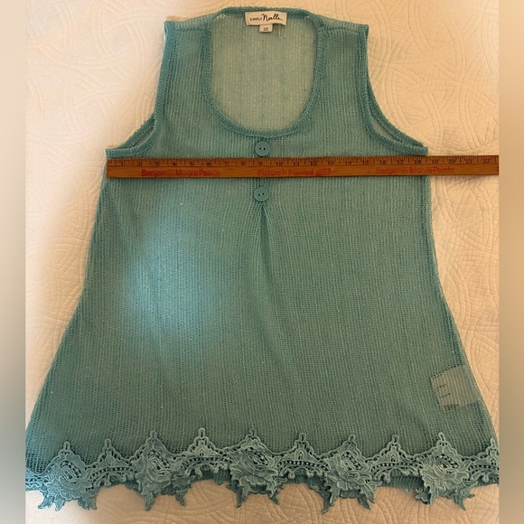Sheer Vintage Aqua Mesh Top S/M Halloween Indie Sleeze - Picture 4 of 8